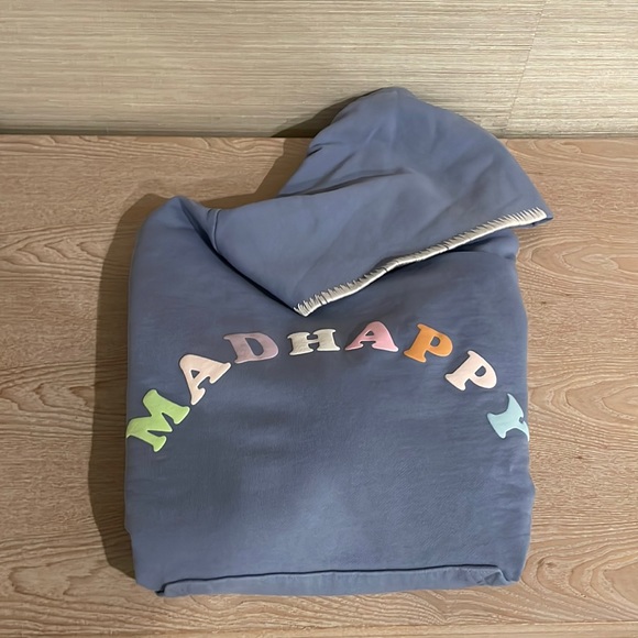 Madhappy Blue Hoodie with Multicolor Logo - Picture 1 of 3